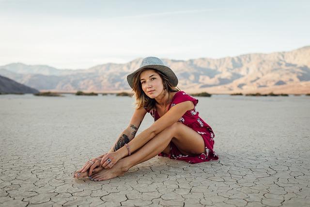 girl, sit, landscape