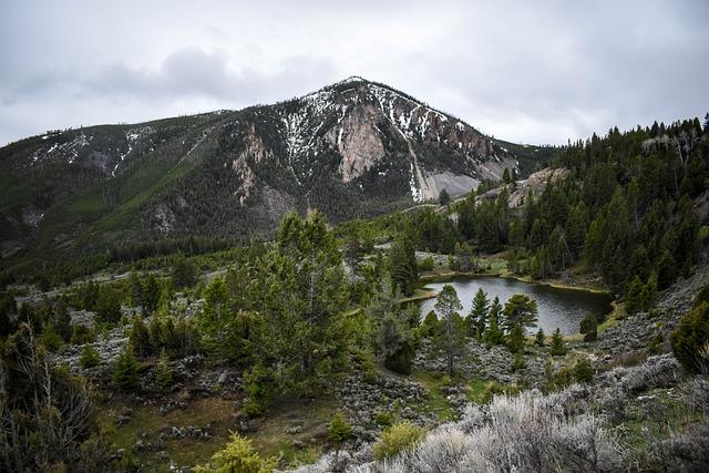 mountain, lake, yellowstone