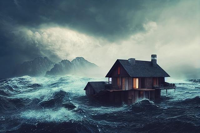 tsunami, house, thunderstorm