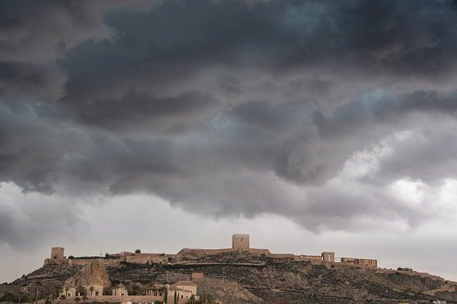 castle, storm, nature