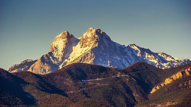 mountain, snow, rock