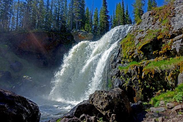 waterfall, yellowstone, national park