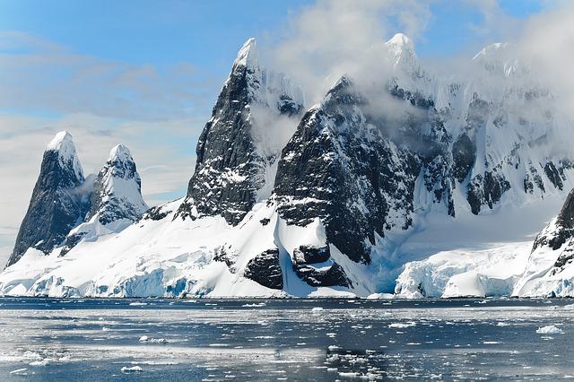 mountains, snow, sea