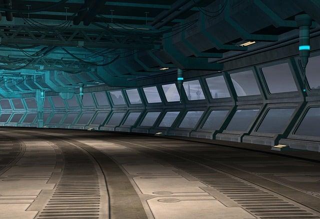 spaceship, corridor, 3d