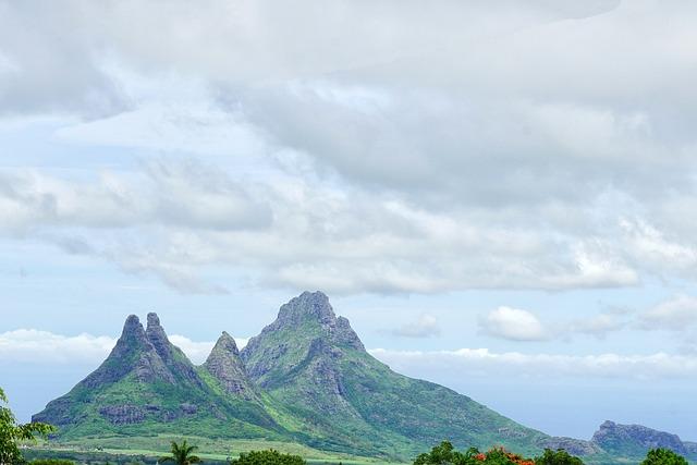 mountains, horizon, island