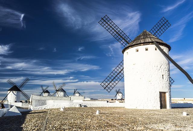 mills, castile-la mancha, windmills