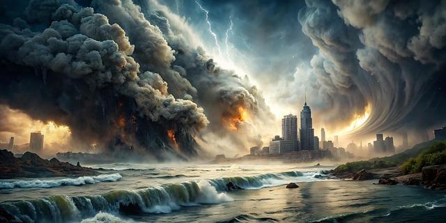 ai generated, hurricane, storm, disaster, damaged, natural disaster, crisis, flood, tornado, chaos, climate change, destruction, weather, rain, nature, wind, beach, cyclones, apocalypse, armageddon