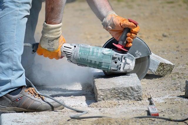 cutting granite stones, bending, work