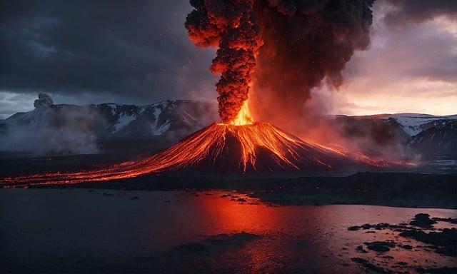 volcano, landscape, nature