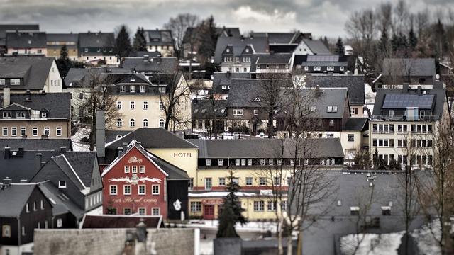 village, city, house