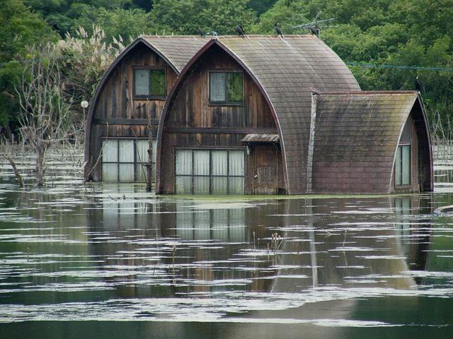 village, nature, flood