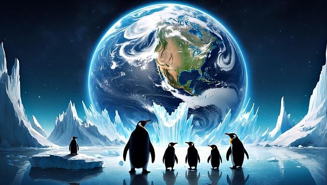 penguin, earth, group, icebergs, climate crisis, climate change, earth day, climate, climate protection, melting ice cream, climate warming, nature, ai generated